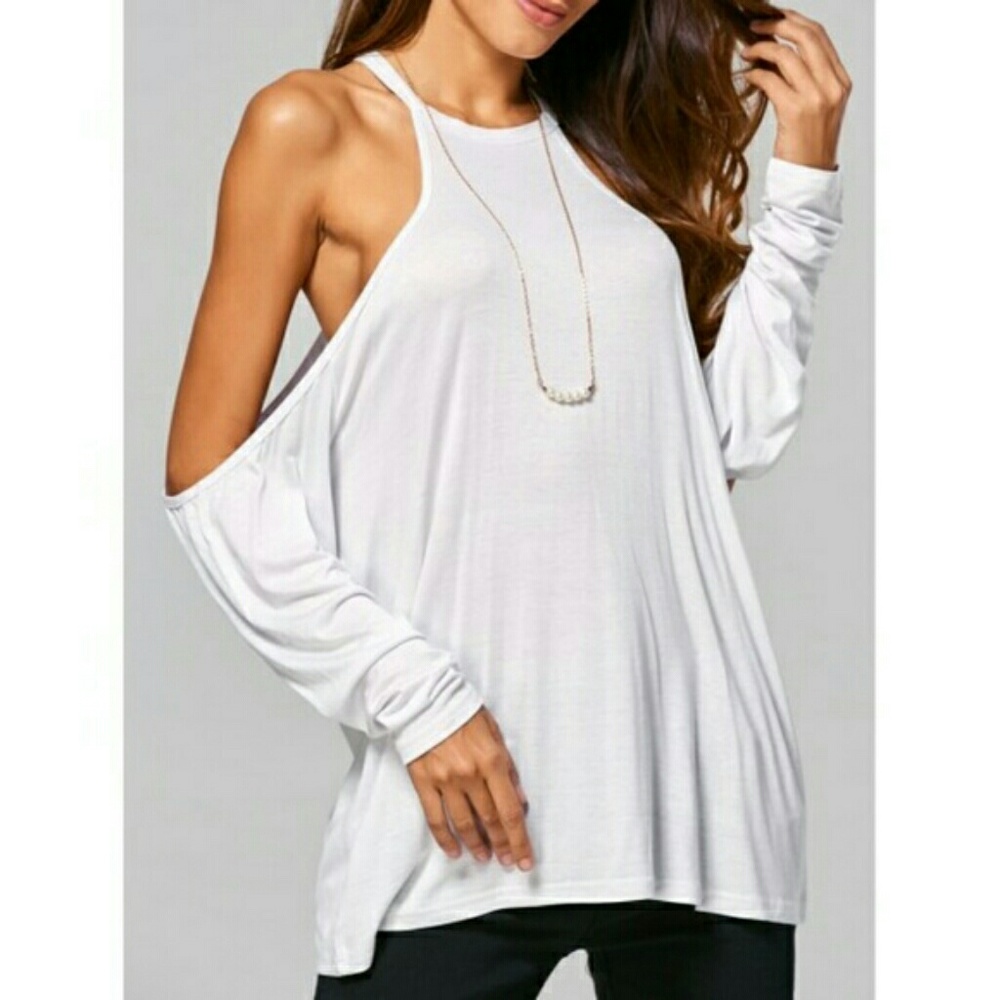 Sexy White Cold Shoulder Top**NWT**